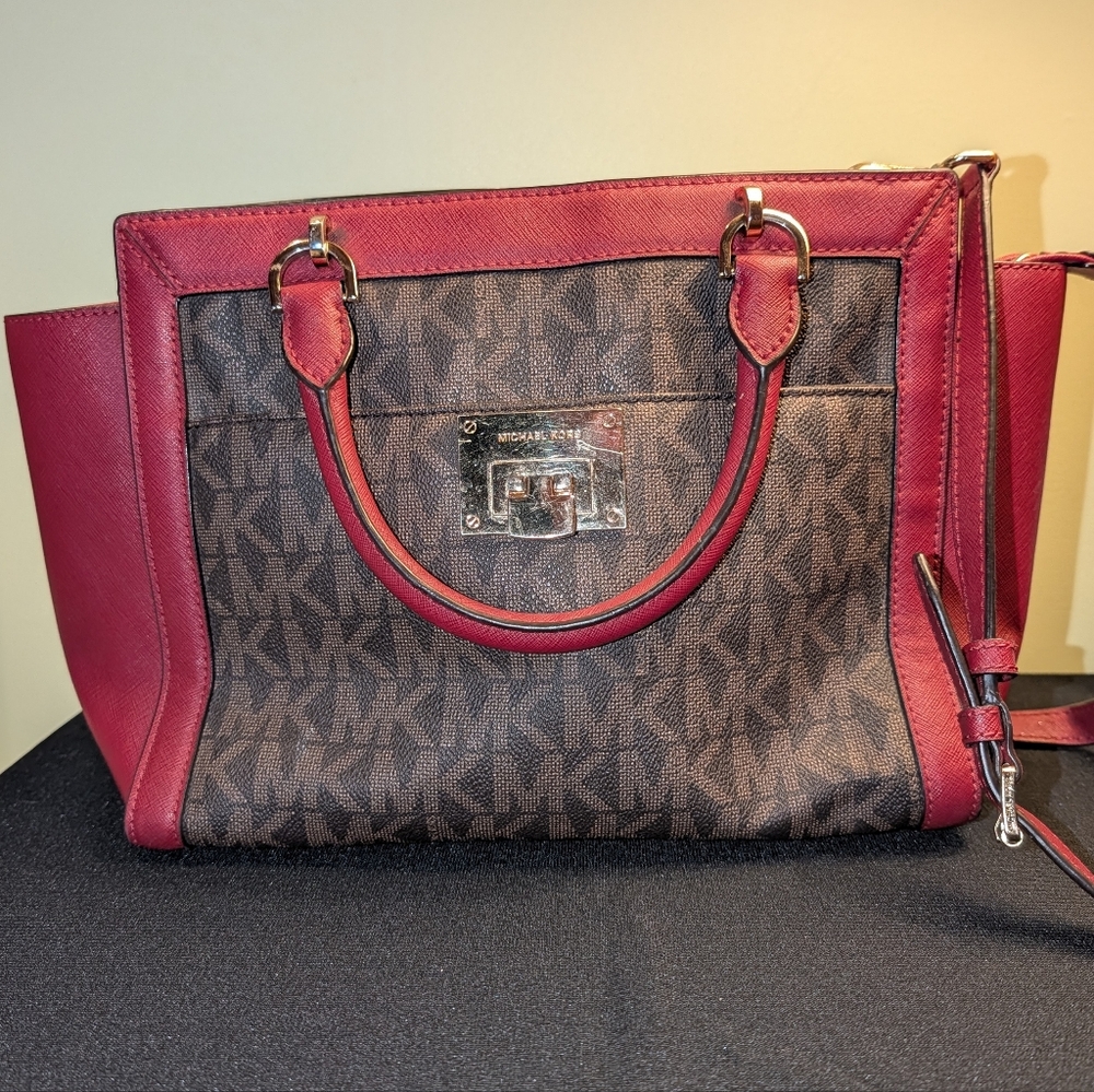 Michael Kors Red and Brown Satchel